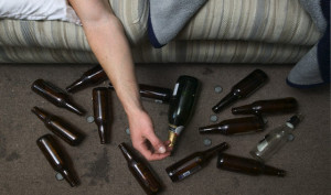 Drunk Man and Beer Bottles