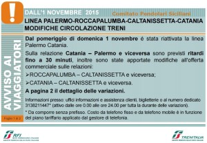 Modifiche Circolazione Catania-Palermo 01 novembre 2015