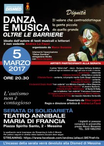 Locandina spettacolo Danza e Musica Oltre le Barriere del 5 Marzo 2017
